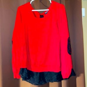 Torrid 4 Red Sweater with black lace